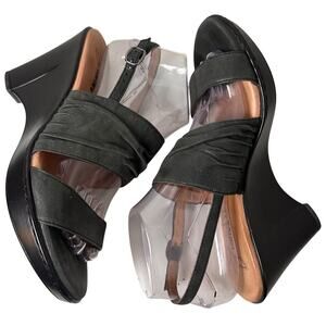 Umberto Raffini Leather Platform Wedge Slingback Open Toe Women’s Sz 39 Mob Wife